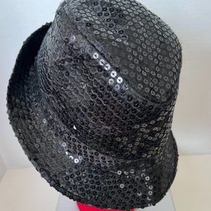 Black Sequin Madd Hatter Fedora Hat